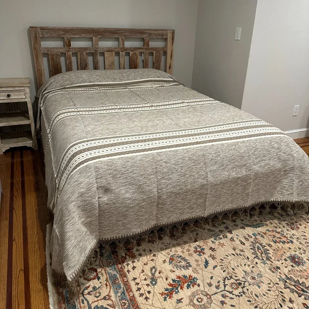 Queen Size Cotton Bedspread/Quilt. From Oaxaca Mex. Hand loom, Bed covers,